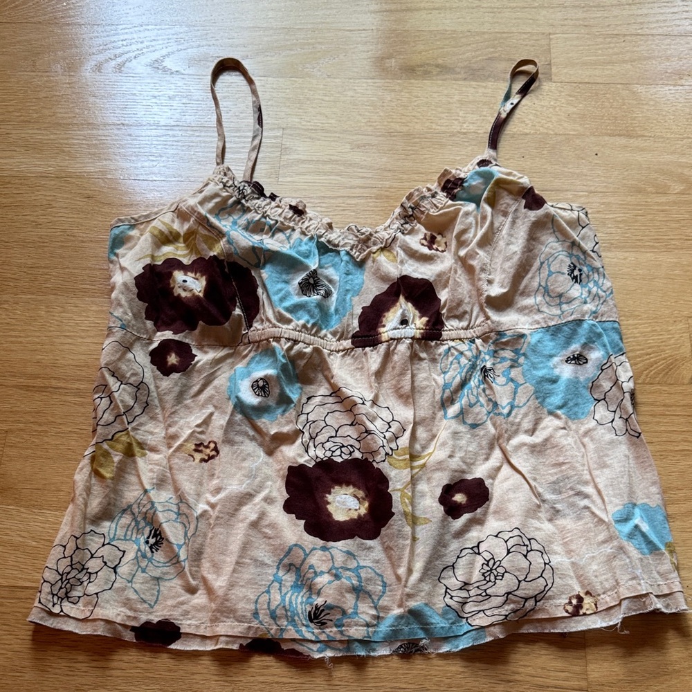 Vince Floral Camisole in Cream and Brown